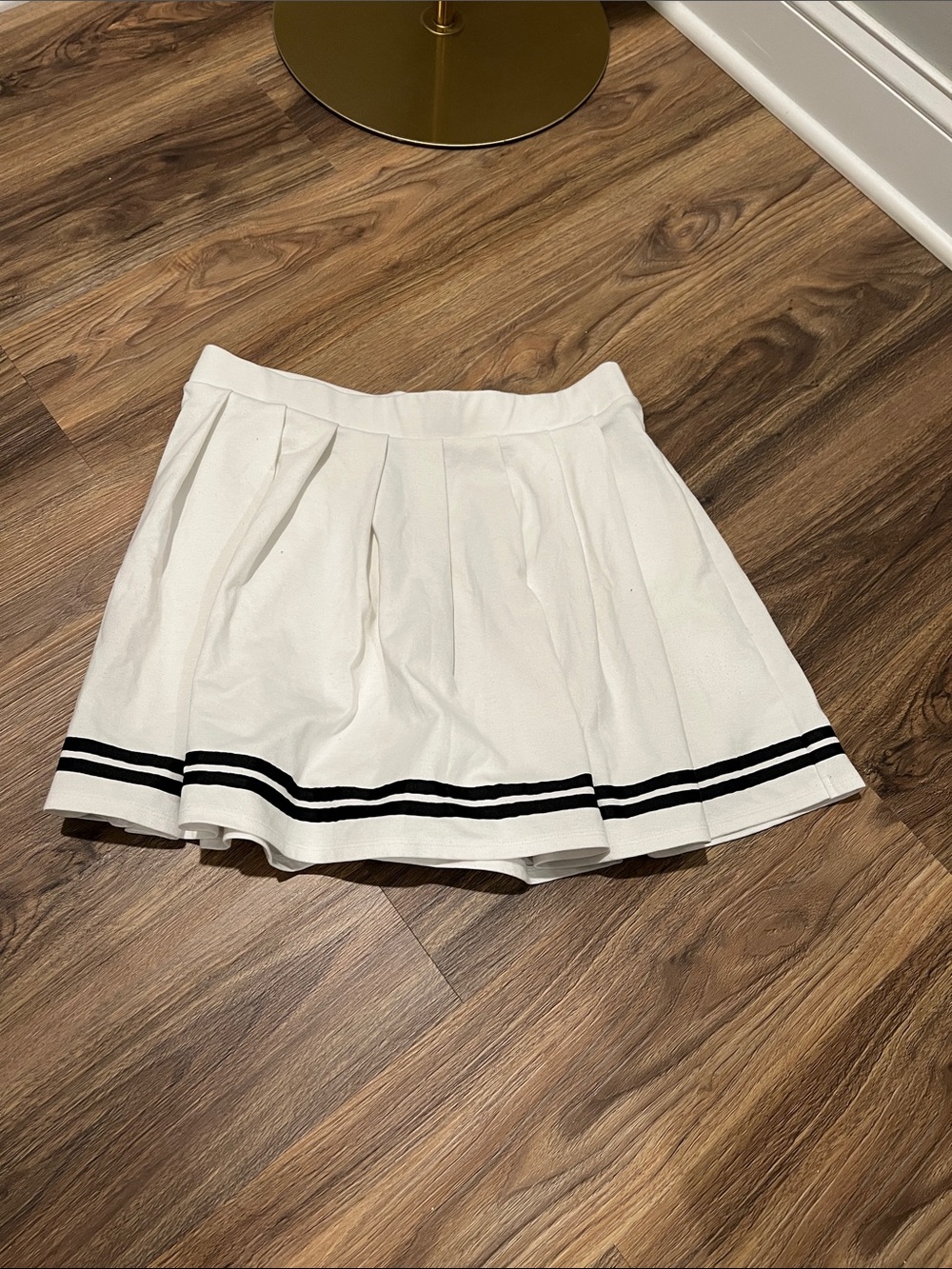 wild fable White Pleated Skater Skirt with Black Stripe Trim